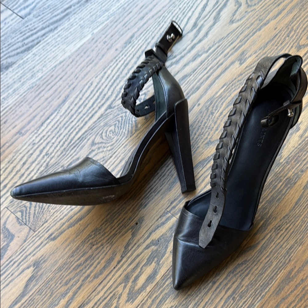All Saints Black High Heel Shoes with Ankle Strap